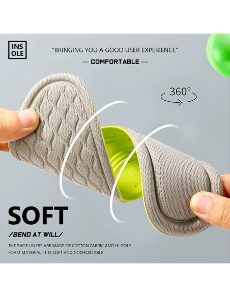 Plantillas Antiodor XINIFOOT para Zapatos Mujeres Gris 4-7 Plantillas Antiodor XINIFOOT para Zapatos Mujeres Gris 4-7