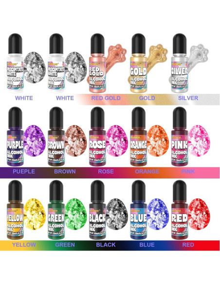 Juego de Tintas de Alcohol Muloen - 15 Colores 10ml Juego de Tintas de Alcohol Muloen - 15 Colores 10ml