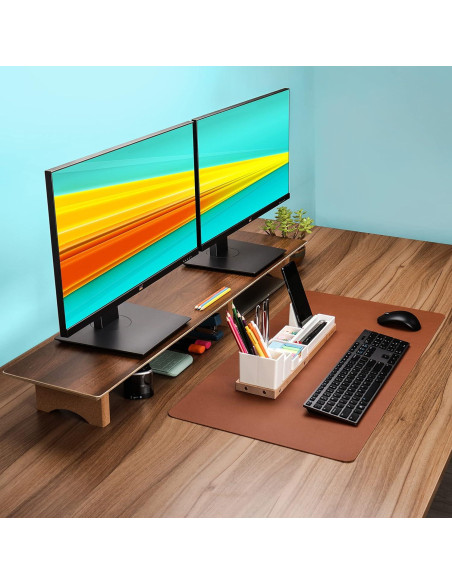 Soporte Elevador Doble para Monitor Aothia de Madera Nogal Soporte Elevador Doble para Monitor Aothia de Madera Nogal