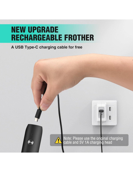 Espumador de Leche Eléctrico HAUSHOF Recargable USB-C Negro Espumador de Leche Eléctrico HAUSHOF Recargable USB-C Negro