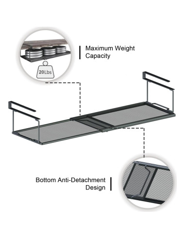 Organizador Bajo Estante FUCIHOMA Negro Expandible 38-70 cm