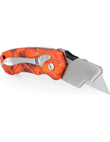 Cuchillo Utilitario Plegable Olympia Tools Camuflaje Naranja - 2 Unidades
