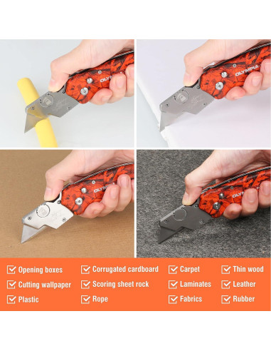 Cuchillo Utilitario Plegable Olympia Tools Camuflaje Naranja - 2 Unidades