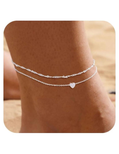 Pulseras de Tobillo Feskive 14K Oro Real 20cm Ajustables