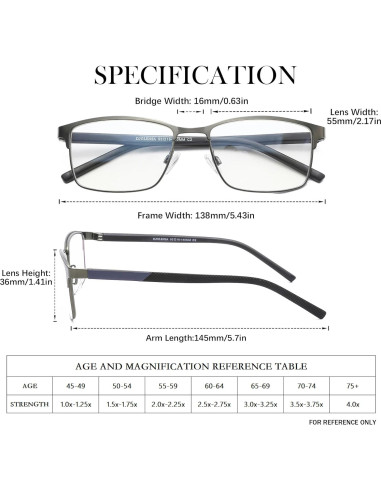 Paquete de 3 Gafas de Lectura MUYI 2.5 con Filtro Luz Azul