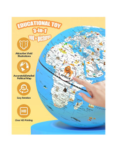 Globo Terráqueo Iluminado JOWHOL 20 cm con 100 Ilustraciones 2