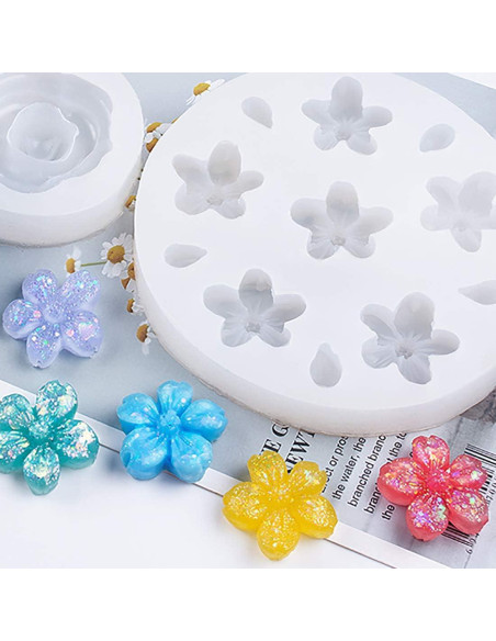 Molde de Resina de Flor Mini FineInno 3 Piezas Silicona Molde de Resina de Flor Mini FineInno 3 Piezas Silicona