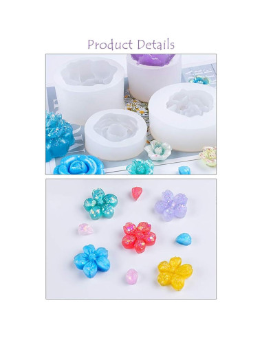 Molde de Resina de Flor Mini FineInno 3 Piezas Silicona