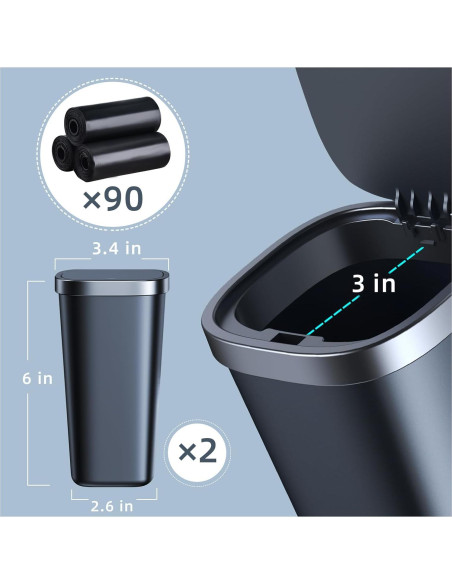 Paquete de 2 Mini Basureros para Auto xuenair 800ml Tapa Paquete de 2 Mini Basureros para Auto xuenair 800ml Tapa
