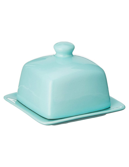 Plato de Mantequilla Cuadrado Cerámica Ahora Diseños Azul Huevo Plato de Mantequilla Cuadrado Cerámica Ahora Diseños Azul Huevo