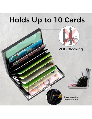 Tarjetero de Seguridad EOREA RFID Acero Inoxidable 10 Ranuras
