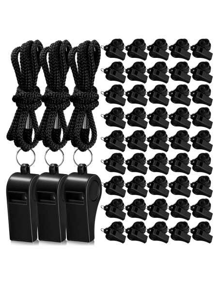 Silbatos Deportivos Flutesan 48 Pcs con Cordón Negro Silbatos Deportivos Flutesan 48 Pcs con Cordón Negro