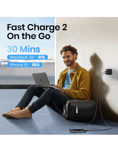 Cargador USB-C INIU 65W Doble Puerto Carga Rápida Negro
