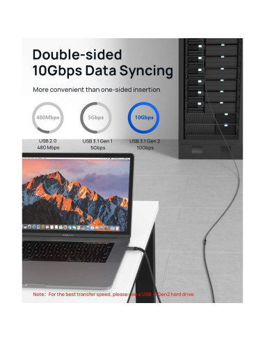 Cable Extensión USB C JSAUX 0.46m 100W 10Gbps 4K