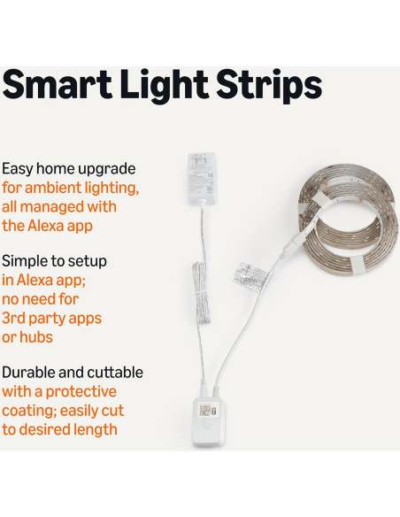 Tira de Luz LED Inteligente Amazon Basics 5m RGB Blanco Ajustable Tira de Luz LED Inteligente Amazon Basics 5m RGB Blanco Ajustable
