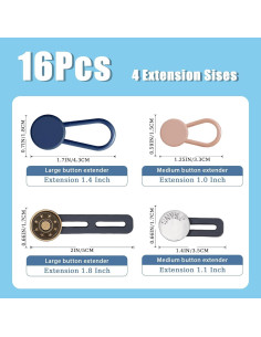 Extensores de Botón para Jeans Kikazarru - 16 Piezas Ajustables 2