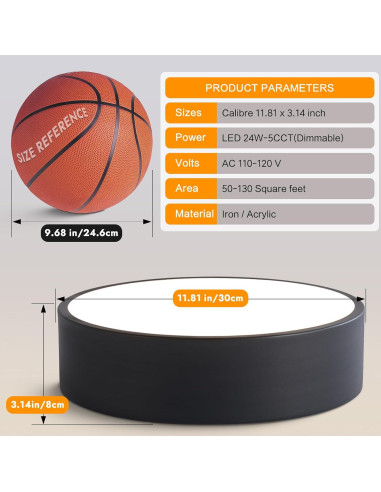 Luz de Techo LED Regulable TYNCEAOL 30cm 5CCT Negro Mate