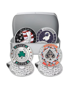 Marcadores de Golf Jebor con Clips para Sombrero - 4 Piezas