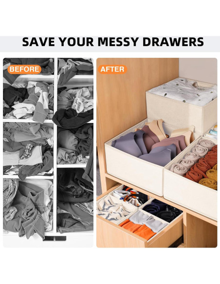 Organizador de Cajones Criusia Beige - 20 Divisores para Ropa Organizador de Cajones Criusia Beige - 20 Divisores para Ropa