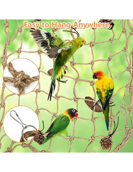 Red de Escalada para Aves Tfwadmx 61x61cm Juguetes Colgantes Red de Escalada para Aves Tfwadmx 61x61cm Juguetes Colgantes