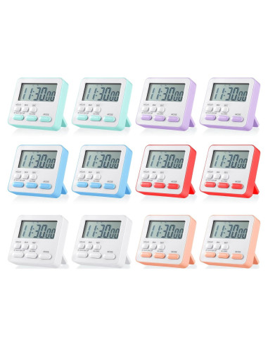 Temporizadores Digitales Magnéticos Weewooday 12 Pcs Colores