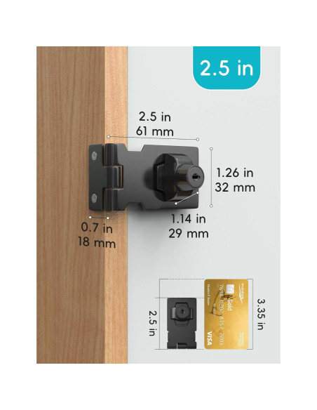 Cerradura de Hasp I-EASYDWW 6.35 cm con Llave y Gancho Negro Cerradura de Hasp I-EASYDWW 6.35 cm con Llave y Gancho Negro