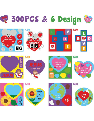 Pegatinas Autoadhesivas Haooryx 300pcs Religiosas Corazón