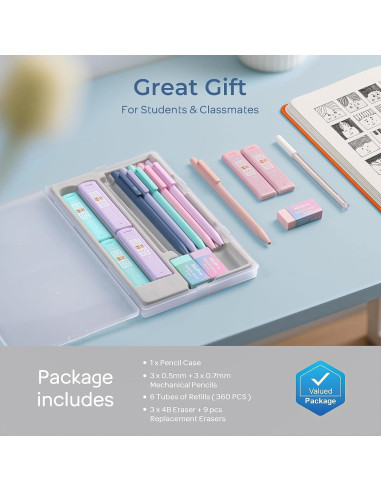 Conjunto de Lápices Mecánicos Nicpro 6PCS 0.5mm y 0.7mm