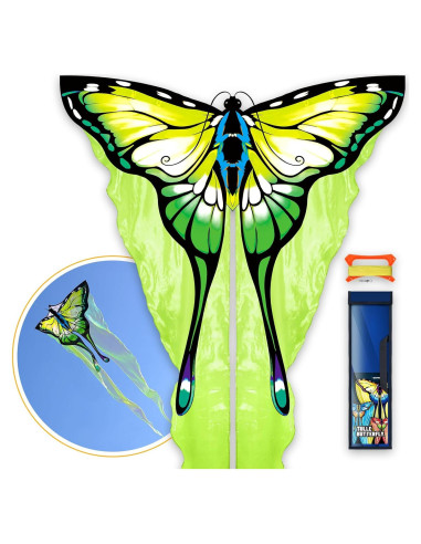 Cometa Mariposa de Tul Verde SGftre 139.7x289.6 cm Fácil de Volar