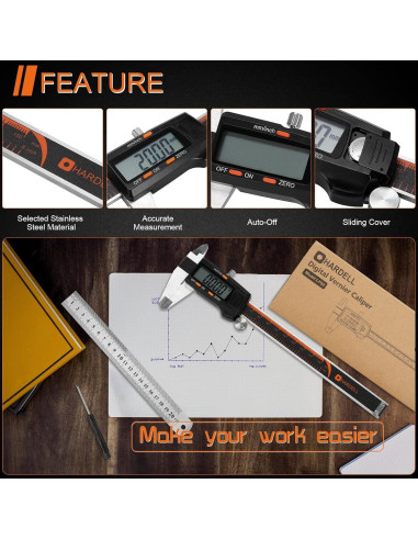 Calibre Digital HARDELL 15 cm con Pantalla LCD y Apagado Automático