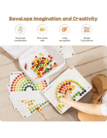 Juego de Cuentas de Madera ibwaae para Niños 3+ Años Juego de Cuentas de Madera ibwaae para Niños 3+ Años