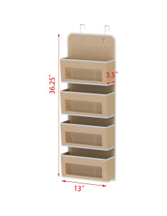 Organizador Colgante Simple Houseware 4 Bolsillos Transparentes Beige 2