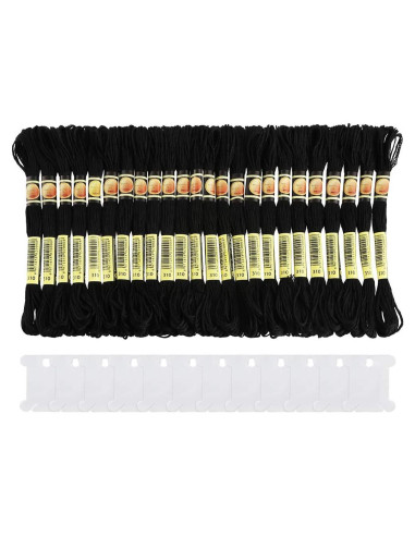Hilo de Bordado Negro Pllieay 24 Madejas 8m para Pulseras
