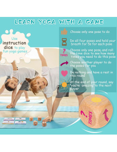 Dados de Yoga para Niños Garybank con 12 Tarjetas de Yoga y 20 de Respiración 2