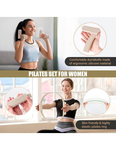 Kit de Pilates Paleclouds con Anillo, Mancuernas y Pelota Kit de Pilates Paleclouds con Anillo, Mancuernas y Pelota