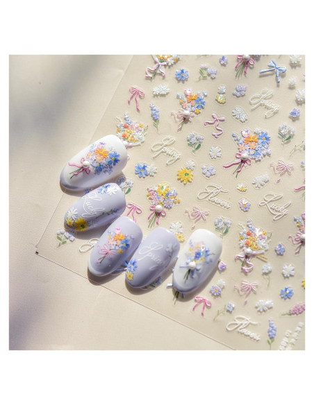 Calcomanías de Uñas 5D Floral FRUZJAY Autoadhesivas Calcomanías de Uñas 5D Floral FRUZJAY Autoadhesivas