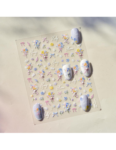 Calcomanías de Uñas 5D Floral FRUZJAY Autoadhesivas