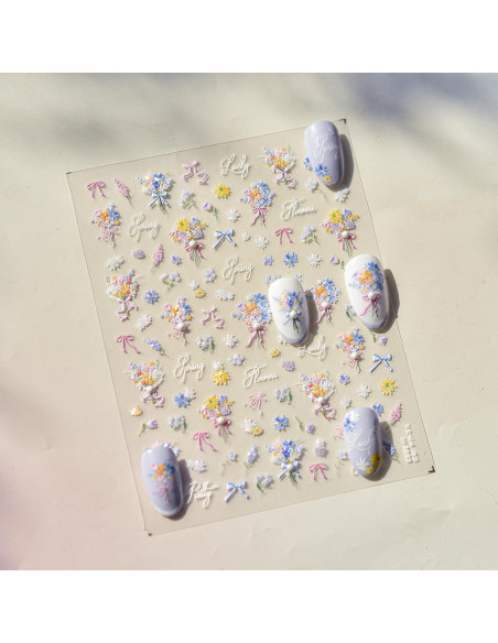 Calcomanías de Uñas 5D Floral FRUZJAY Autoadhesivas Calcomanías de Uñas 5D Floral FRUZJAY Autoadhesivas