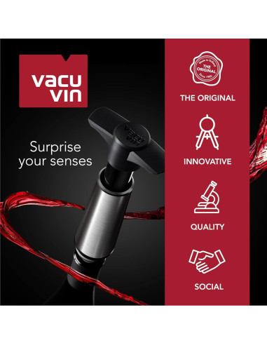 Bomba de Vino Vacu Vin Azul con 4 Tapones Reutilizables