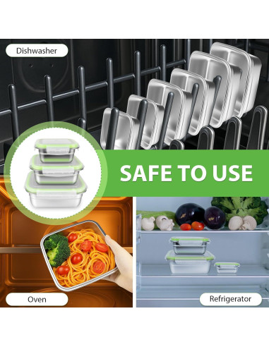 Paquete de 3 Contenedores de Sándwich Acero Inoxidable Clamder