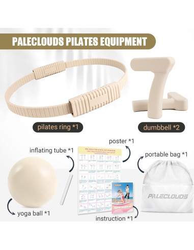 Kit de Pilates Paleclouds con Anillo, Mancuernas y Pelota