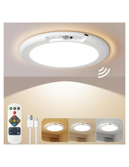 Luz de Techo Inalámbrica ANOTEK 19.05 cm con Sensor de Movimiento Luz de Techo Inalámbrica ANOTEK 19.05 cm con Sensor de Movimiento