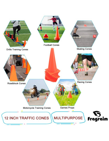 Conos de Entrenamiento Fragraim 30 cm - Set de 12 Colores