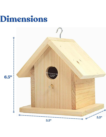 Casa de pájaros de madera pintable Hidden Creek 16.5x14 cm Casa de pájaros de madera pintable Hidden Creek 16.5x14 cm
