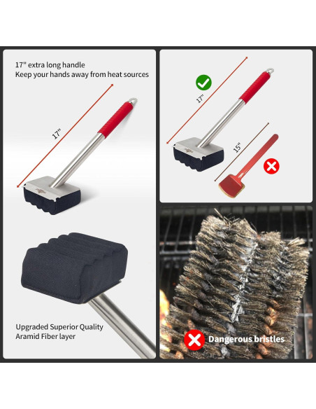 Cepillo de Parrilla XUDAKAIXIN Sin Cerda 43cm Fibra Aramida Cepillo de Parrilla XUDAKAIXIN Sin Cerda 43cm Fibra Aramida