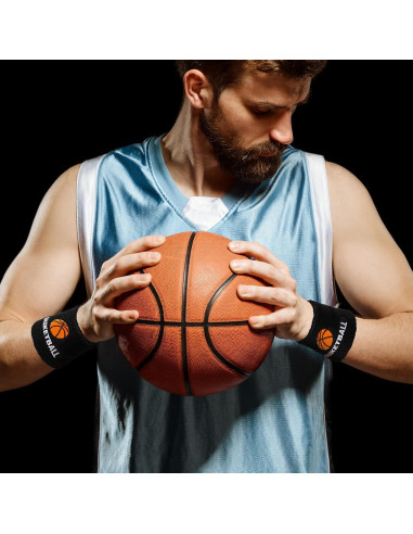 Bememo 24 Muñequera de Baloncesto Negra para Adultos y Niños