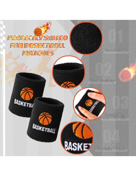 Bememo 24 Muñequera de Baloncesto Negra para Adultos y Niños Bememo 24 Muñequera de Baloncesto Negra para Adultos y Niños