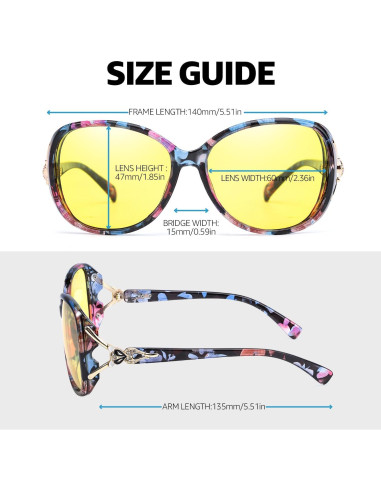 Gafas de Conducción Nocturna LVIOE para Mujeres Amarillas Polarizadas