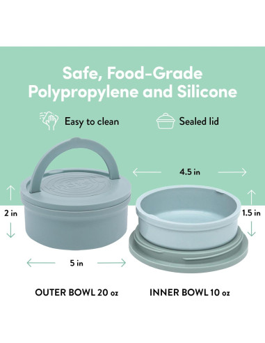 Comedero Portátil para Mascotas KindTail, 2 Cuencos Apilables 0.3L y 0.6L