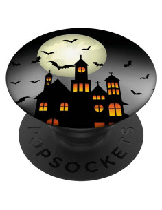 PopSocket Halloween Murciélagos y Luna Negra Intercambiable